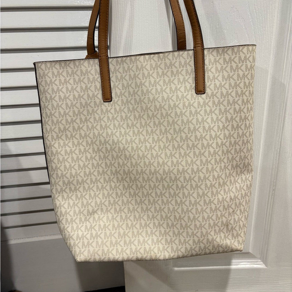 Michael Kors Cream and Brown Classic Tote